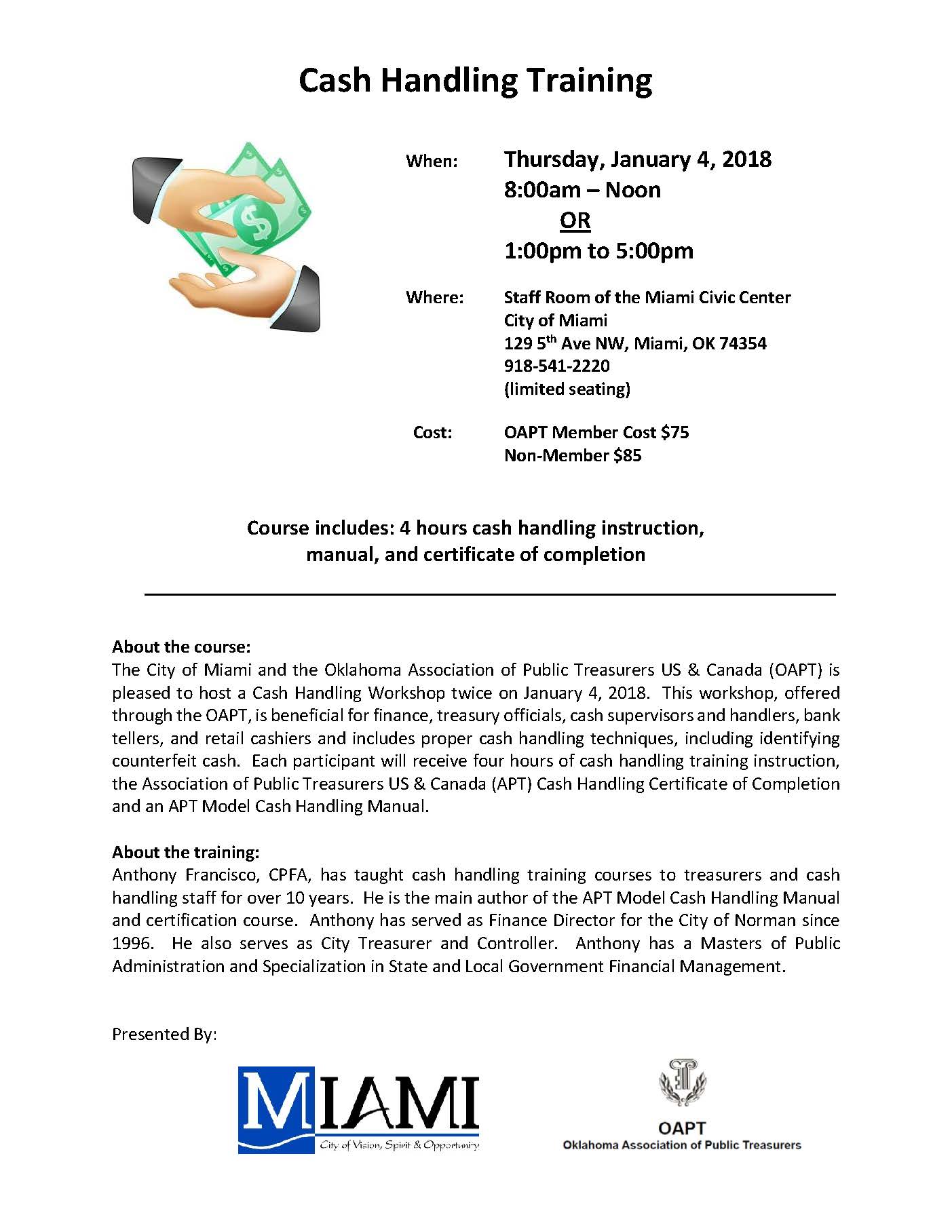 Cash Handling Training OMCTFOA